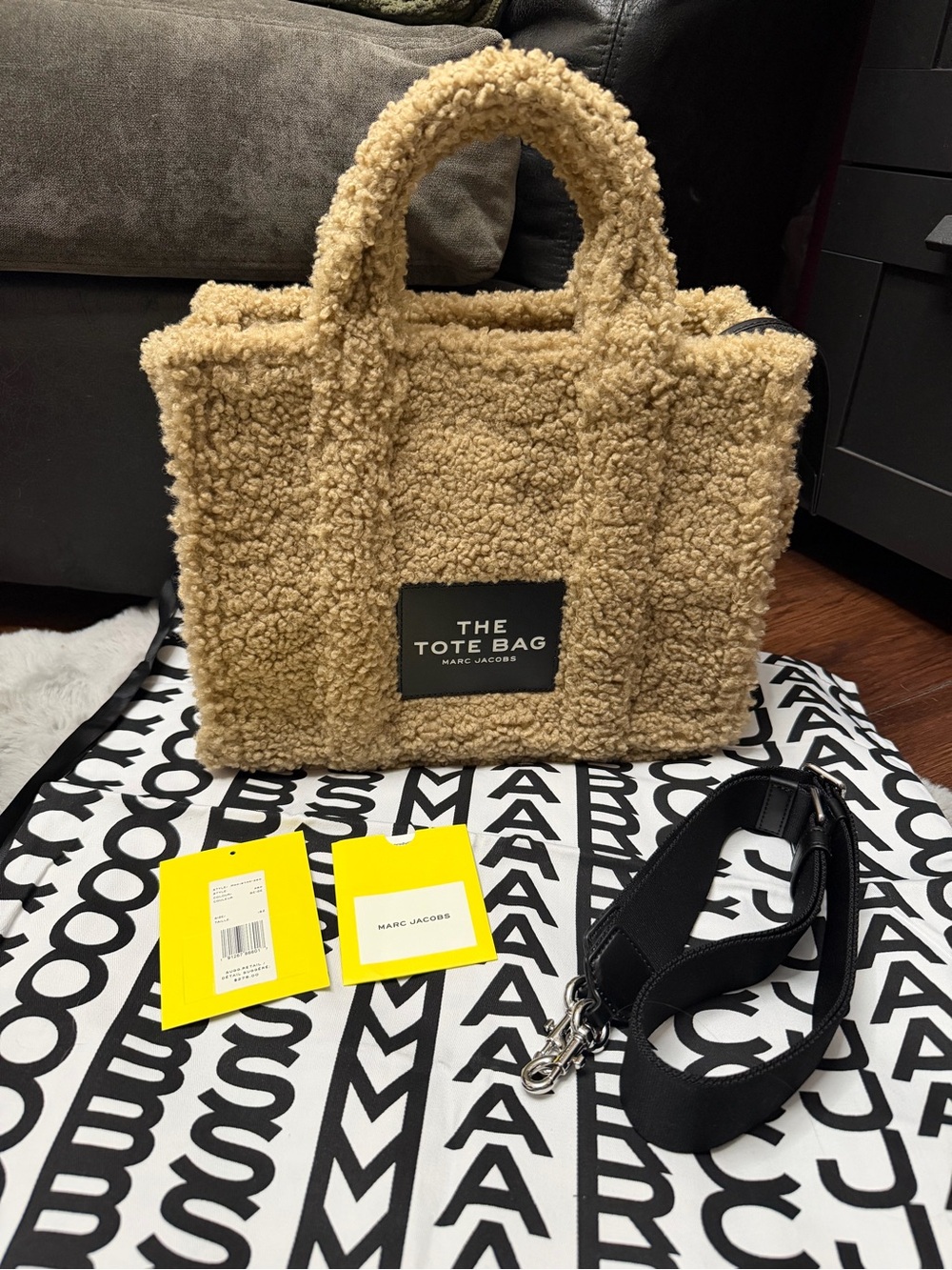 Marc Jacobs Teddy Sherpa Tote Bag in Beige